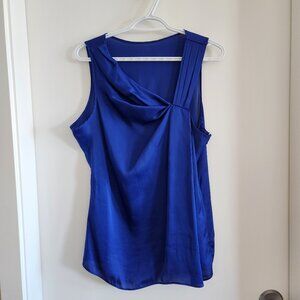 Ricki's Elegant Cobalt Blue Draped Sleeveless Blouse
